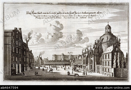 Gravure Hotel de Ville, Paris France par Merian c. 1660