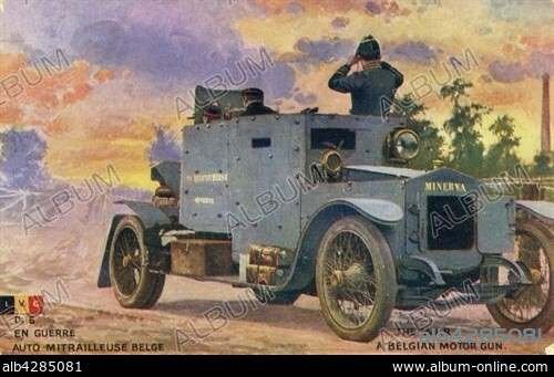 Belgian Auto-canons-mitrailleuse Minerva which was used during the Battle of the Yser then on the Russian front during World War I.. 1914.