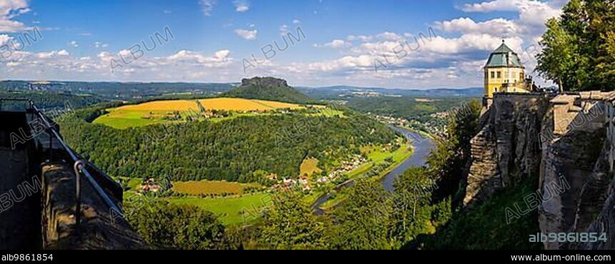 Königstein Fortress is one of the largest mountain fortresses in Europe and is located in the middle of the Elbe Sandstone Mountains on the table mountain of the same name above the town of Königstein on the left bank of the Elbe in the district of Sächsische Schweiz-Osterzgebirge (Saxony).