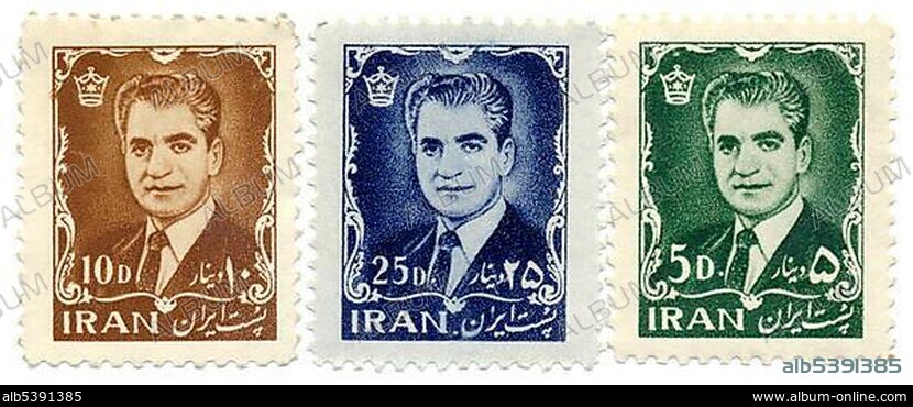 Stamps from Iran, the Shah of Iran, Mohammad Reza Shah Pahlavi Shahinshah, 1960.