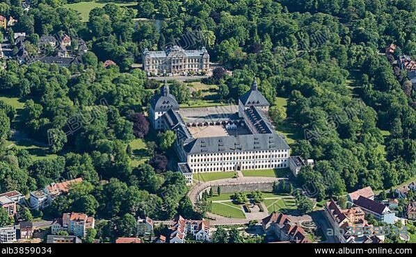 Friedenstein Castle and park, the Natural History Museum at back, Gotha, Thuringia, Germany, Europe.