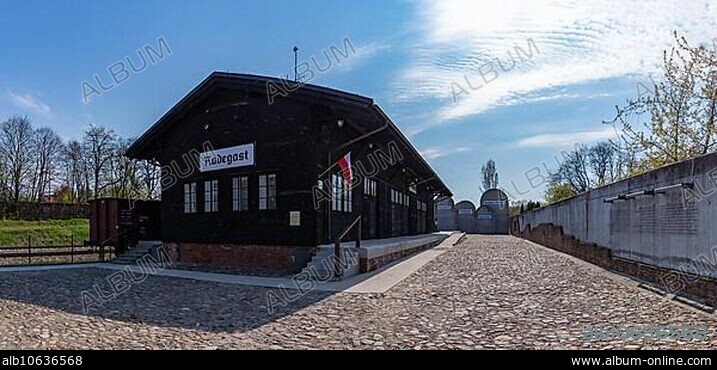 A picture of the historic Radegast train station, and its concentration camp memorial.