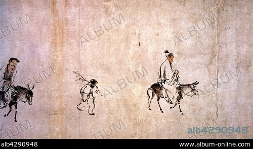 Scene of peasant life. Chou-Chuan Kung. Huarchon "Hakimono". 16th century. China, private collection.