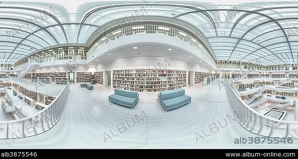 Reading rooms, public library at Mailaender Platz square, Stuttgart, Baden-Württemberg, Germany, Europe.