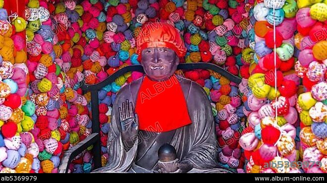 Buddha statue with many colorful ball, Buddhist temple, Kyoto, Japan, Asia.