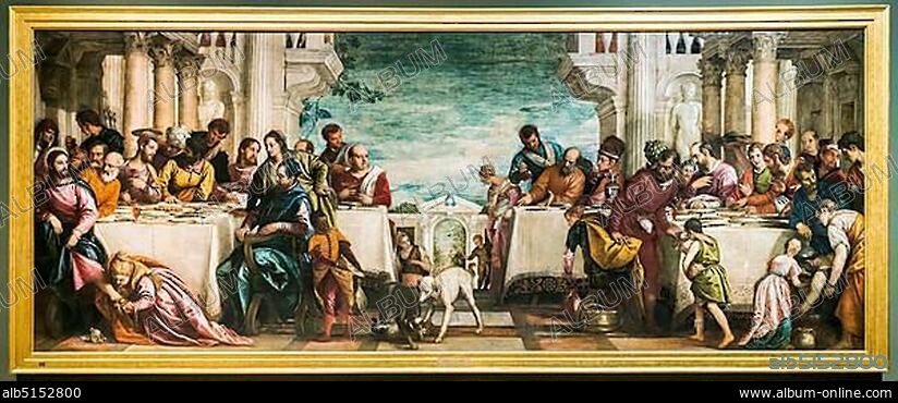 Gena in Casa di Simone, guest painting in the house of Simon, painting by Paolo Veronese, 1528 - 1588, Renaissance, Pinacoteca di Brera, Milan, Lombardy, Italy, Europe.