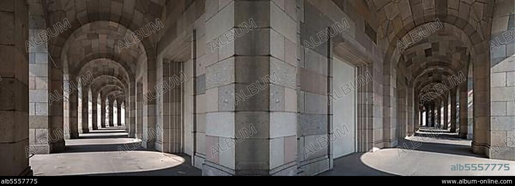 Arcade of the Congress Hall, former Nazi Party Rally Grounds, Nuremberg, Middle Franconia, Bavaria, Germany, Composing, Europe.