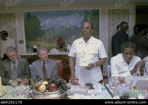 US president Jimmy Carter and Secretary of State Cyrus Vance, attend a luncheon hosted by Liberian President William Tolbert, 1978.