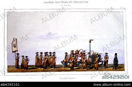 Procession of trade guilds in Strasburg, France. The Coppersmiths. June 25, 1840. France. Paris, Bibliothèque des Arts Décoratifs.