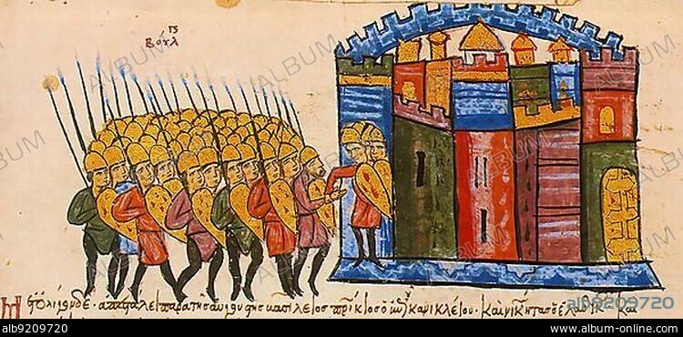 Simeon the Great conquers Adrianople in 914, Simeon I. also Simeon the Great, 864 -27 May 927, was Knjaz from 893 to 913 and Tsar of the Bulgarian Empire from 913 to 927, Historic, digitally restored reproduction of an original from the period, exact original date not known.