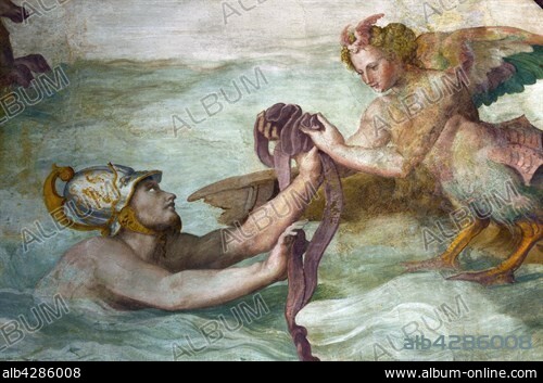 Alessandro Allori (1535-1607). Italian School. Ulysses' journey. Ino (Leucothea) saves Ulysses from shipwreck by offering him her veil.. 1580. Fresco. Florence, Palazzo Portinari Salviati, Court of the Emperors.