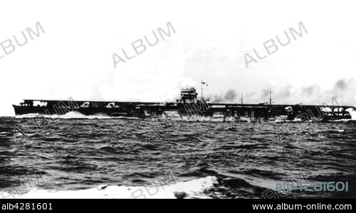 The Japanese light combat aircraft carrier "Hiryu" during trials, April 28, 1939. . Finished on July 5, 1939 by the Yokosuka arsenal, the "Hiryu" was sunk, like its sister-ship, the "Soryu", during the Battle of Midway, by the American Air Force, June 5, 1942.