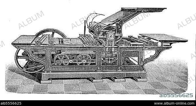 Lichtdruckpresse, von Schmiers, Werner & Stein, digital restaurierte Reproduktion einer Originalvorlage aus dem 19. Jahrhundert.