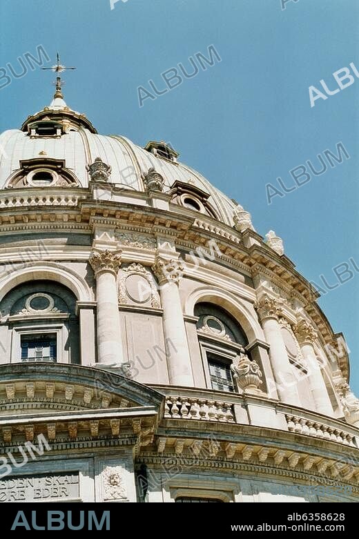 Kopenhagen (Dänemark), Frederikskirke - Marmorkirche. (erb. 1749-1894; Arch.: Ferdinand Meldahl). Teilansicht: Kuppel. Foto, 2004.
