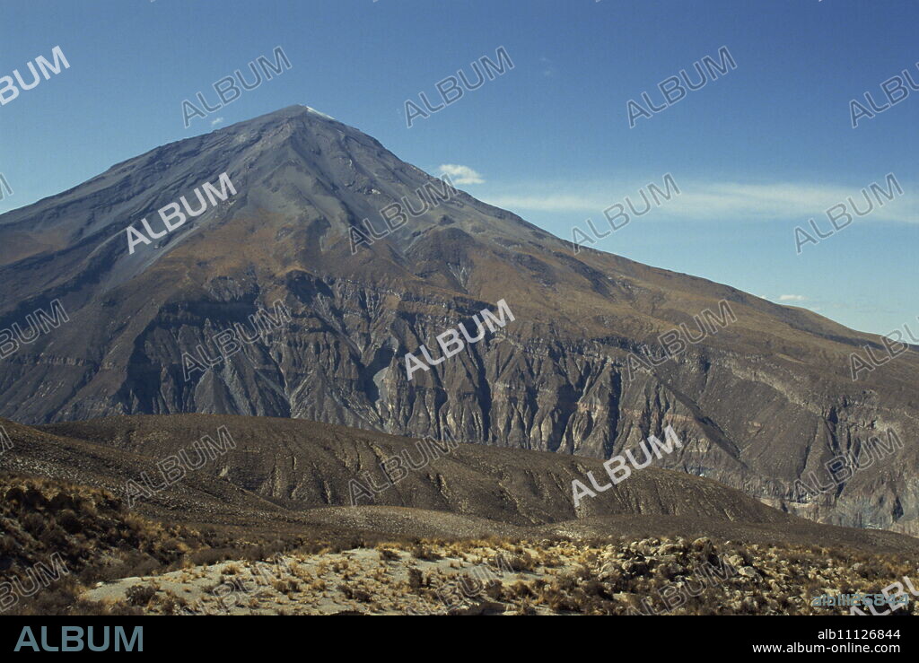 Solidified lava flows, El Misti volcano, 5821m, Arequipa, Peru, South America.