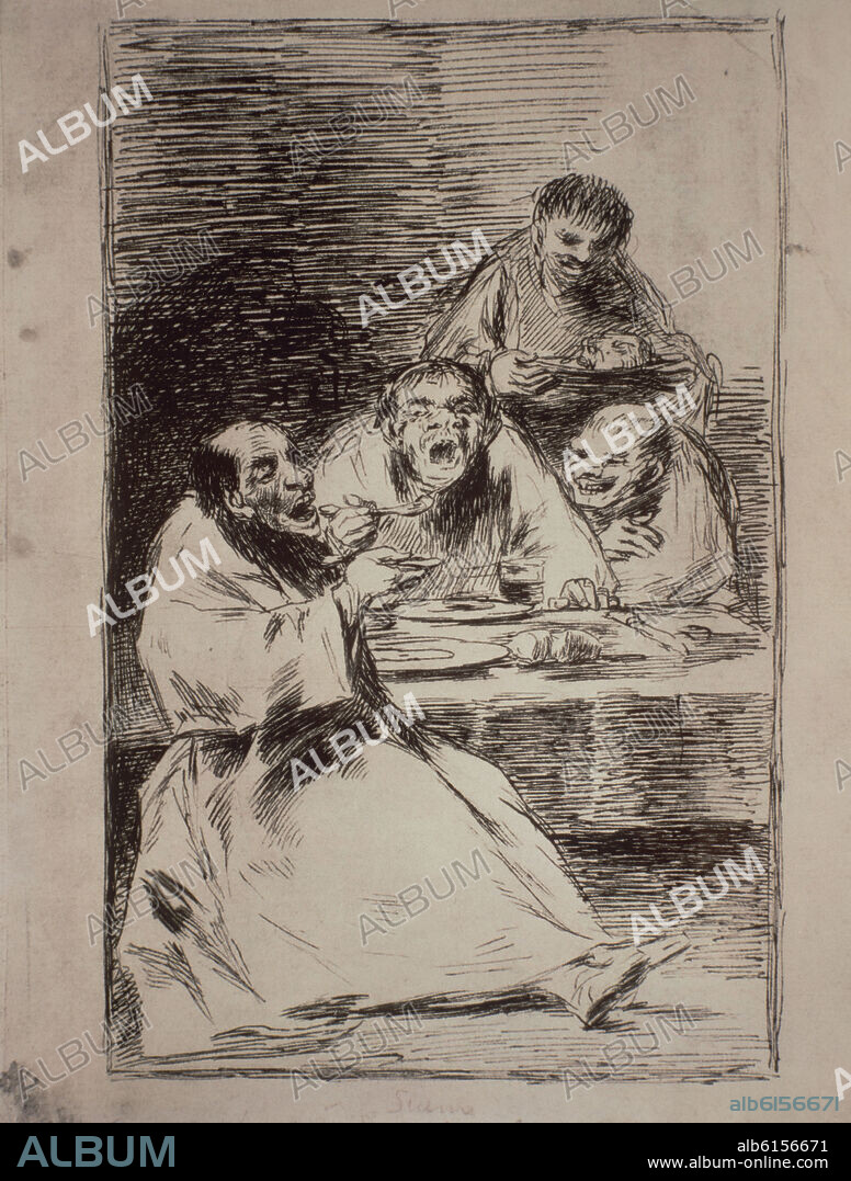 FRANCISCO DE GOYA. CAPRICHO 13 - ESTAN CALIENTES - 1799 - DIBUJO PREPARATORIO.