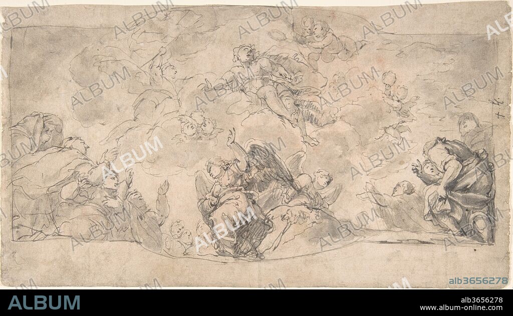 The Ascension of Christ. Artist: Hans Georg Asam (German, Rott am Inn 1649-1711 Sulzbach). Dimensions: sheet: 7 1/4 x 13 1/8 in. (18.4 x 33.3 cm). Date: late 17th-early 18th century.