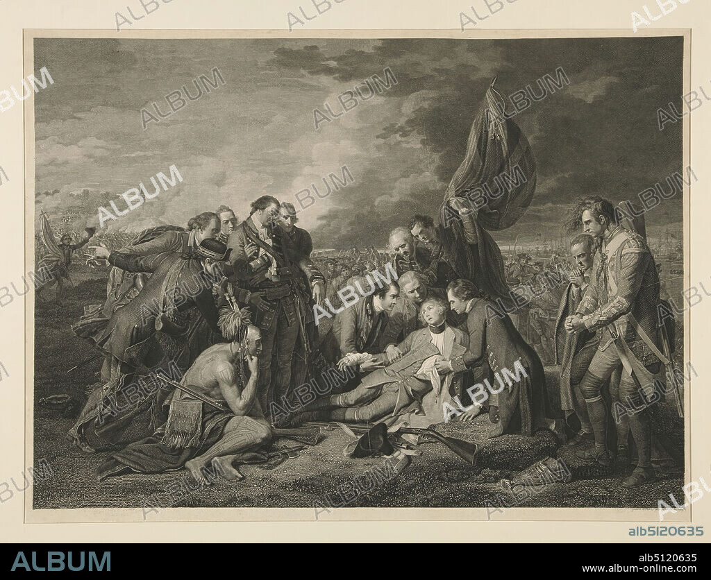 Engraver: Theodor Falckeisen, Swiss, 17681814, After: Benjamin West, American, active Great Britain, 17381820, The Death of General Wolfe, Engraving on India paper, Made in United States, American, 18th century, Works on Paper - Prints.