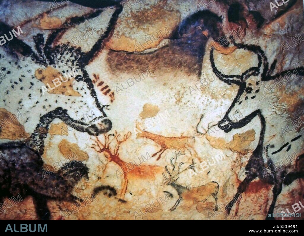 Lascaux is the setting of a complex of caves in southwestern France famous for its Paleolithic cave paintings. The original caves are located near the village of Montignac, in the department of Dordogne. They contain some of the best-known Upper Paleolithic art. These paintings are estimated to be 17,300 years old. They primarily consist of images of large animals, most of which are known from fossil evidence to have lived in the area at the time. In 1979, Lascaux was added to the UNESCO World Heritage Sites list along with other prehistoric sites in the Vézère valley.