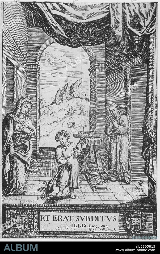 JUAN PÉREZ. EL TALLER DE SAN JOSE - GRABADO DE 1698.