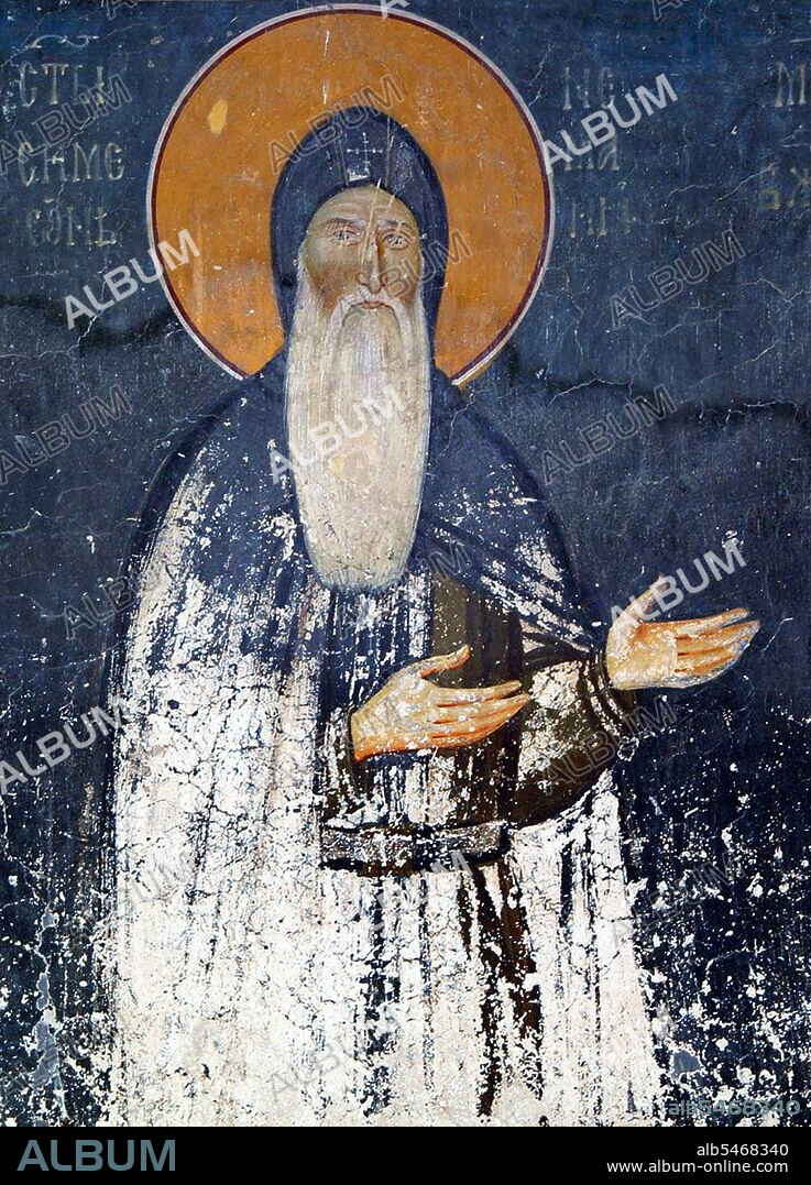 Stefan Nemanja (Old Church Slavonic ca 1113 13 February 1199) was the Grand Prince (Veliki zupan) of the Serbian Grand Principality (Rascia) from 1166 to 1196, an heir of the Vukanovic dynasty that marked the beginning of a greater Serbian realm (he is the founding father of the Nemanjic dynasty). He is remembered for his contributions to Serbian culture and history, being the founder of the powerful Serbian state that would evolve into the Serbian Empire, and the national church. He was the father of Stefan Nemanjic, the first King of Serbia, and of Saint Sava, the first archbishop of the Serbian Orthodox Church. In 1196, he abdicated in favour of his son Stefan, and went to Mount Athos, where he became a monk and took the name of Simeon. Together with his son Sava, Simeon built the Hilandar Monastery in 1198-1199, which became the cradle of the Serbian Church. After his death, Stefan Nemanja was canonized by the Serbian Orthodox Church under the name Saint Simeon the Myrrh-streaming after numerous alleged miracles following his death. He is regarded as the most remarkable Serb for his literary contributions and altruistic attributes, according to the Serbian Academy of Sciences and Arts.