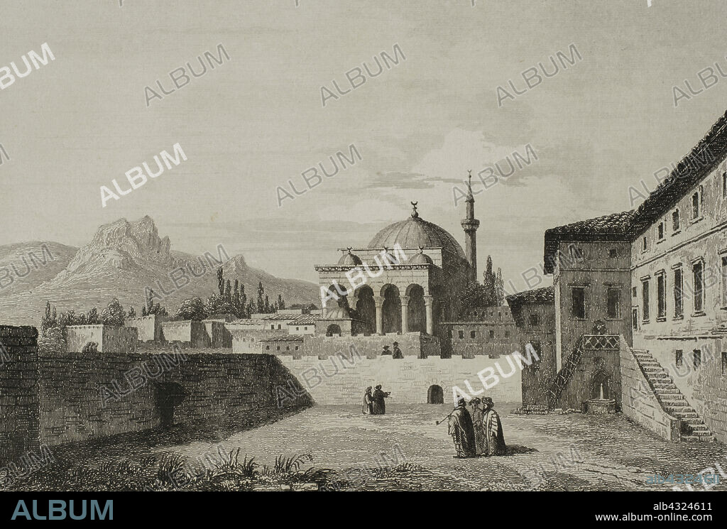Ancient Armenia. City of Erzurum (currently in Turkish territory). Erzerum Mosque. Engraving by J. Arnout. Lemaitre direxit. "Panorama Universal. Historia de la Armenia", 1838.