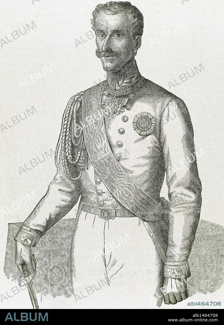Charles Albert (Turin 1798-Porto, Portugal, 1849). King of Sardinia (1831-1849). Established a constitutional monarchy (1848). He abdicated in favor of his son Victor Emmanuel II. Engraving.