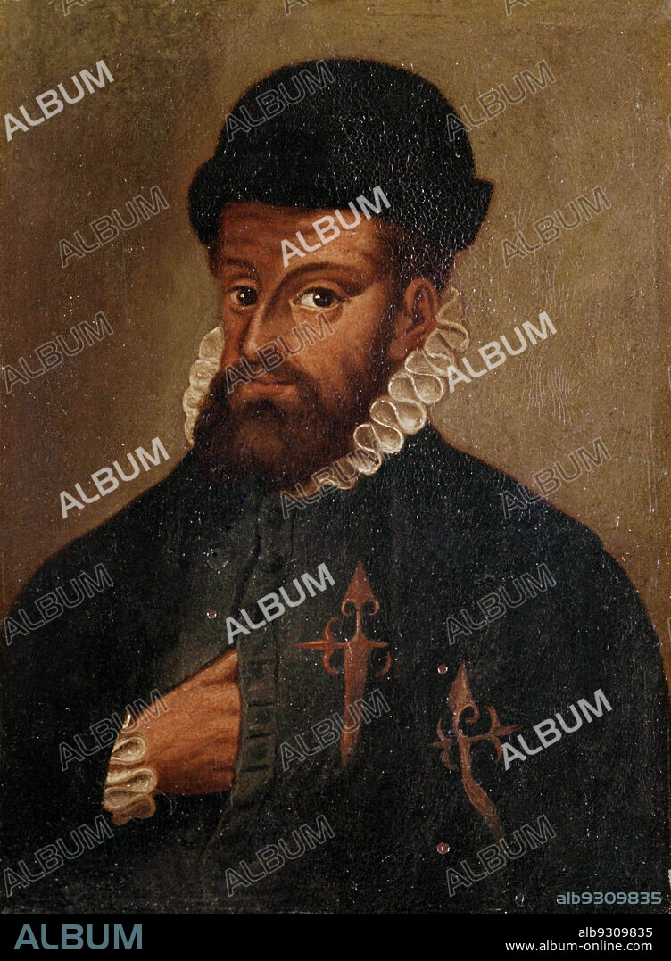 PIZARRO , FRANCISCO. CONQUISTADOR ESPAÑOL . TRUJILLO 1475 - 1541. OLEO ANONIMO. MUSEO DE AMERICA . MADRID.