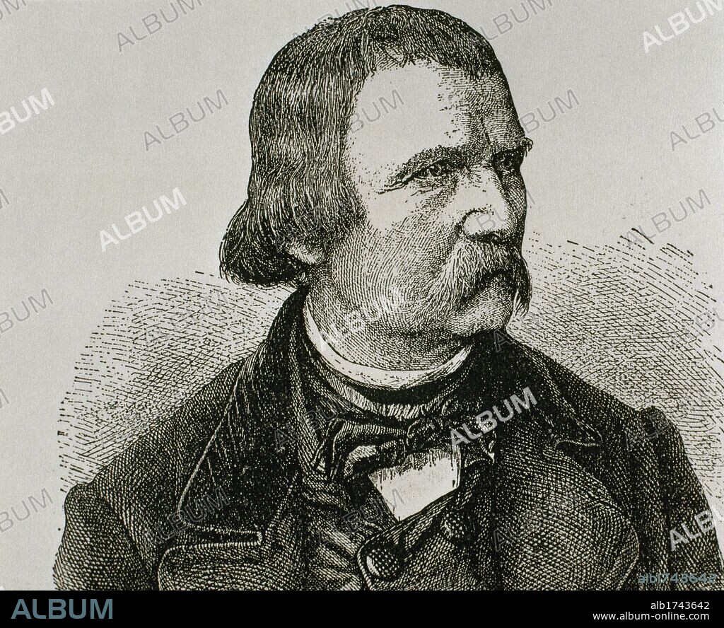 KAULBACH, Wilhelm von (Arolsen,1805-Munich,1874). Familia de pintores alemanes. Discípulo de Peter von Cornelius en Düsseldorf. Grabado realizado en el año 1883.