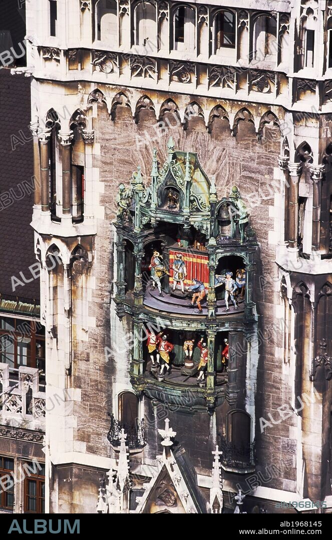 The carillon in the New Town Hall, 1908, Marienplatz, Munich. Detail. Germany, 20th century.