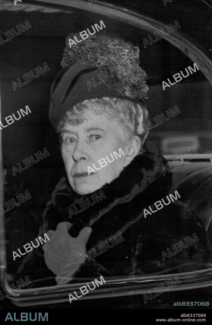 Latest picture of Queen Mary taken last Thursday, while she was driving through London's parks, her first outing since a severe attack of sciatica a month ago. March 08, 1950. (Photo by Paul Popper Ltd.).
