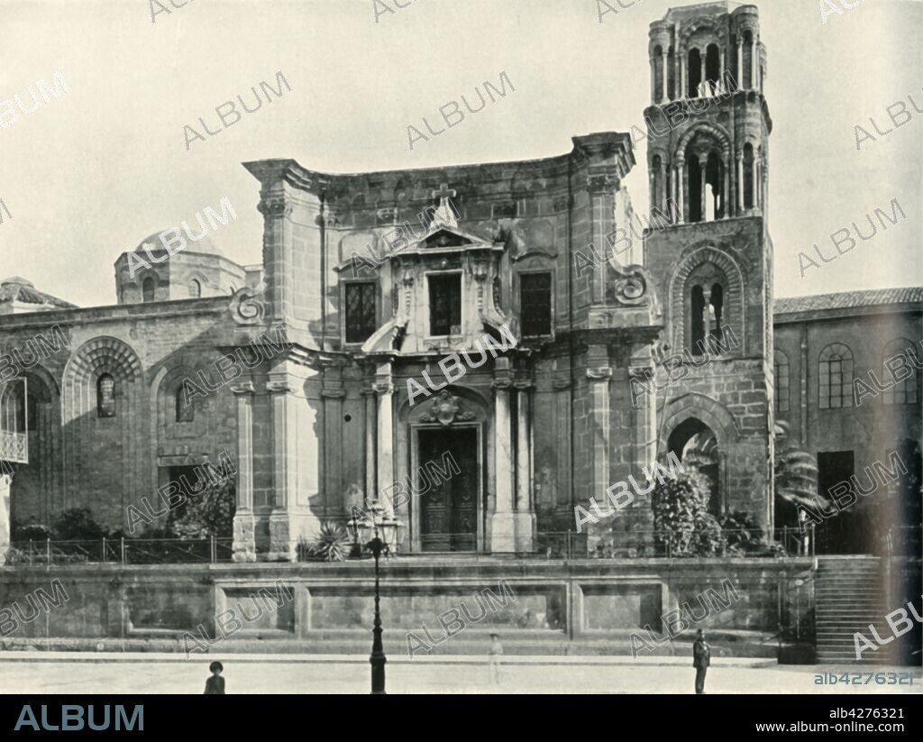 'The Martorana, (Santa Maria Dell' Ammiraglio), Palermo', 1906. Church in Palermo, Sicily, southern Italy, which dates back to the 12th century, and is a mixture of Byzantine, Norman, Islamic and Baroque architectural styles. From "The Burlington Magazine for Connoisseurs", Volume VIII, October 1905 - March 1906. [The Burlington Magazine Ltd, London, 1906].