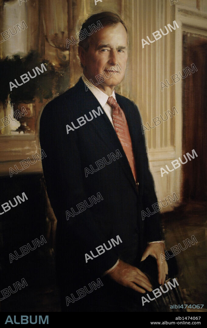 George H. W. Bush (born, 1924). American politician. 41st President of the United States (1989-1993). Portrait (1994-1995) by Ronald N. Sherr (born, 1952). National Portrait Gallery. Washington D.C. United States.