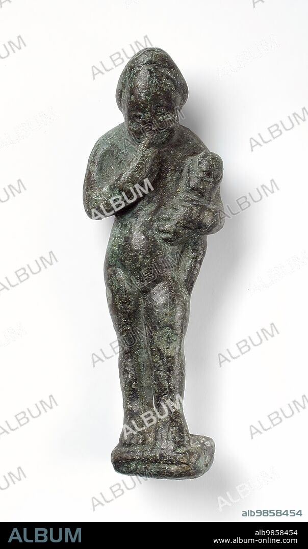 Figurine of a Standing Naked Man Holding a Baby (image 1 of 2), Ptolemaic Period-early Roman Period (200 BCE-100 CE).