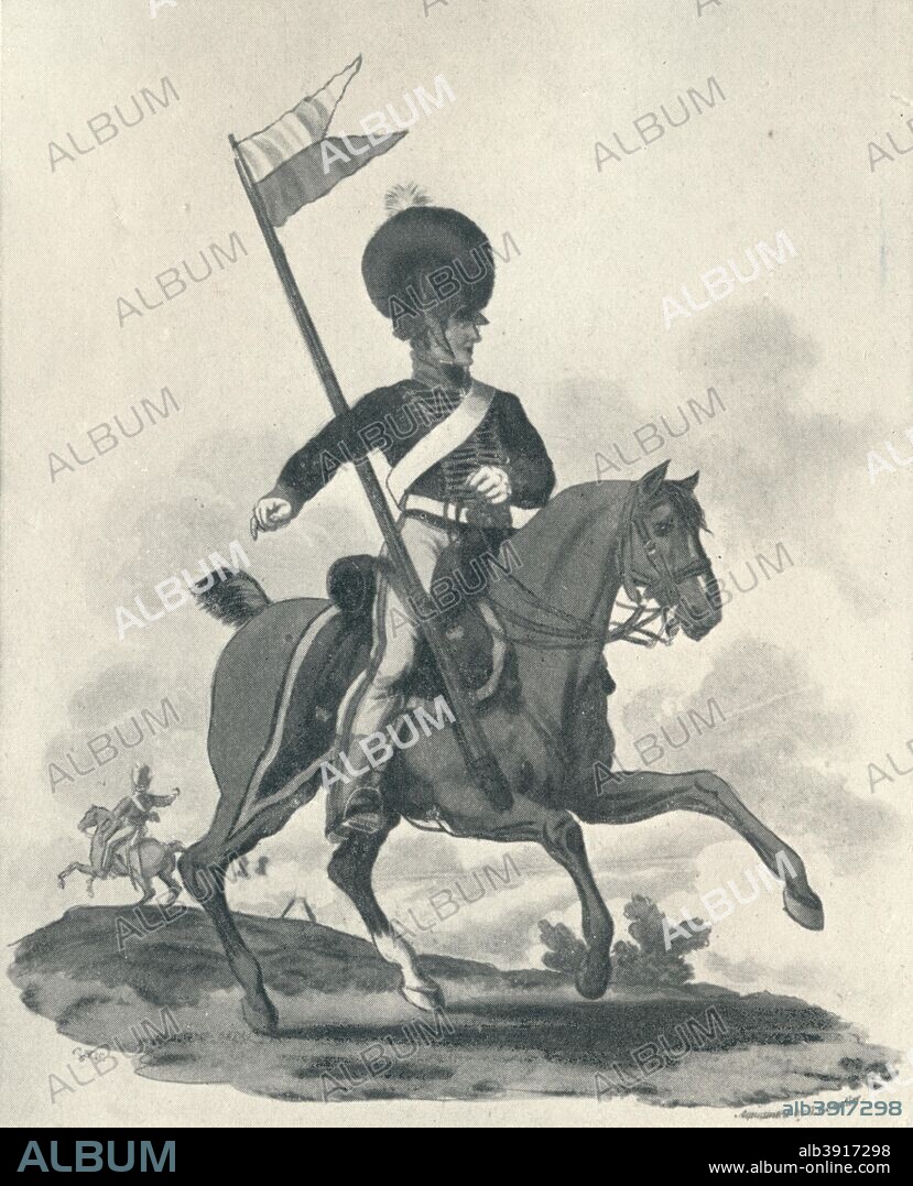 'Royal Artillery Mounted Rockett Corps', 1812-1815 (1909). After Charles Hamilton Smith (1776-1859). From British Military Prints, by Ralph Nevill. [The Connoisseur, London, 1909].
