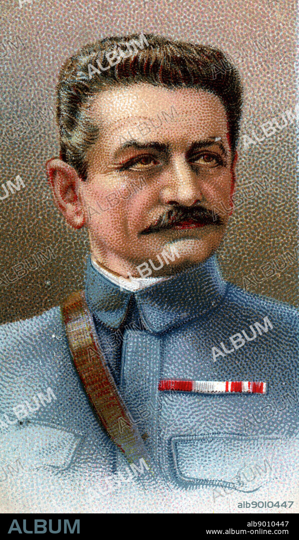 General Charles Emmanuel Marie Mangin (1866-1925) French soldier. Commanded French infantry at French victory at Verdun in 1916 in First World War. Wounded at least five times by 1917. Chromolithograph.