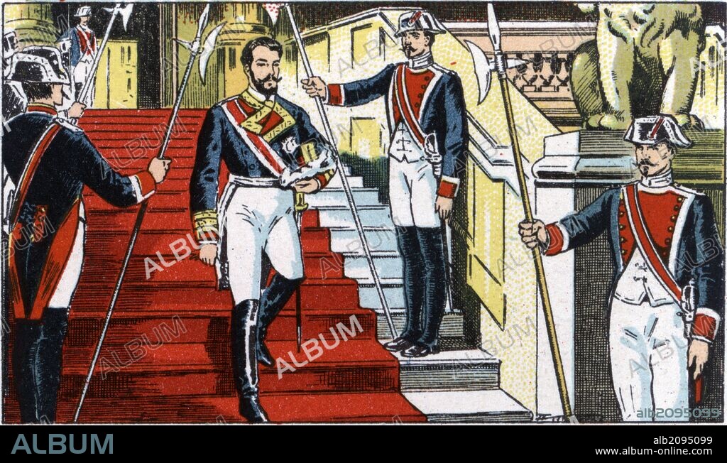 ALBERT MESTRE MORAGAS. Historia. Siglo XIX. Abdicación de Amadeo I de Saboya. Años 1940. Dibujo de Mestre.