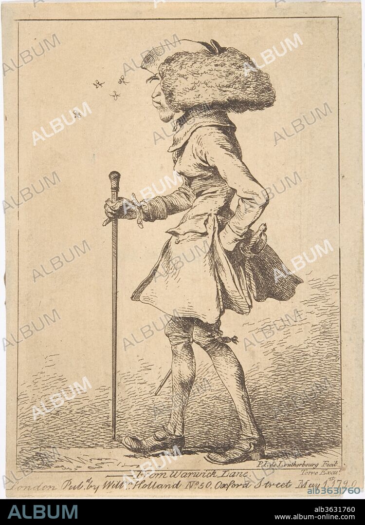 From Warwick Lane. Artist: Philippe Jacques de Loutherbourg (French, Strasbourg 1740-1812 London). Dimensions: Sheet: 6 1/4 x 4 11/16 in. (15.8 x 11.9 cm). Publisher: Published London by William Holland (British, 1757-1815); Torre & Co. (British, active 1760-99). Date: May 1, 1790.