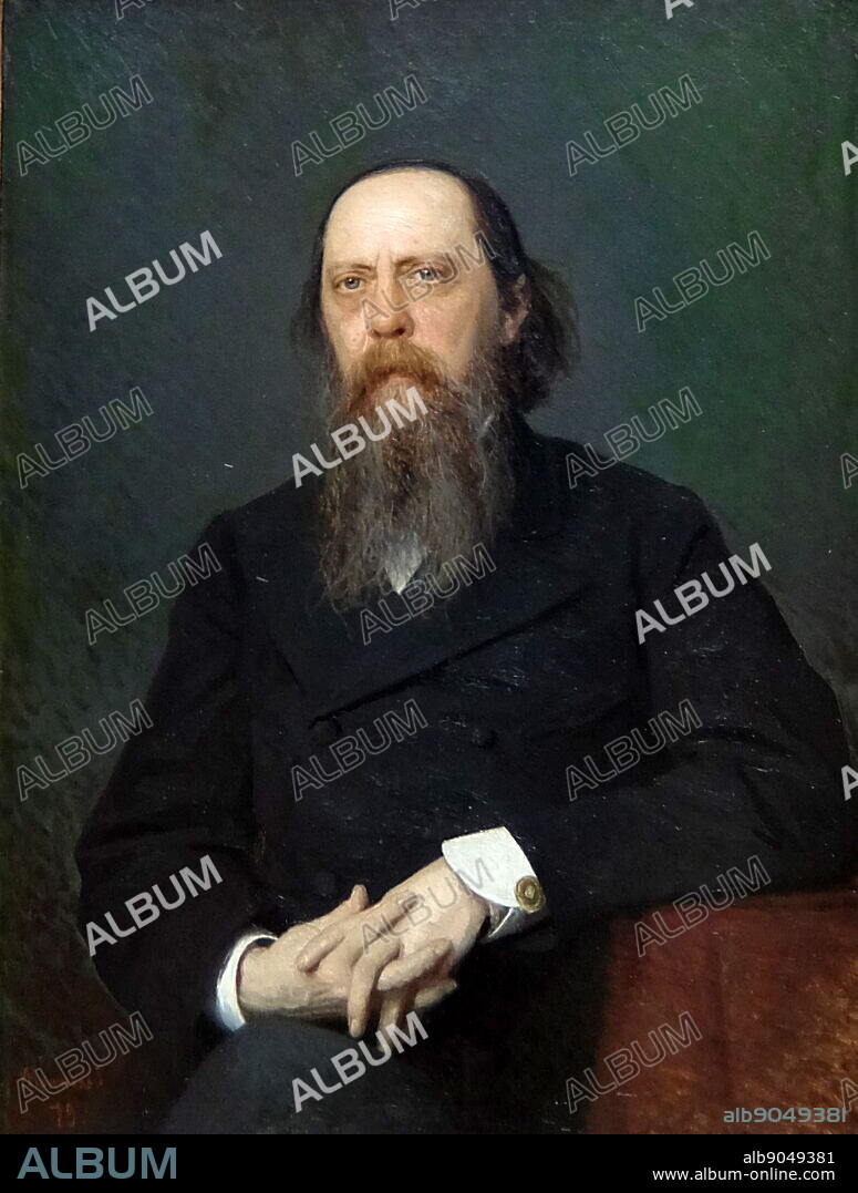 Portrait of M. E. Saltykov by Ivan Kramskoi. Ivan Nikolaevich Kramskoi (1837-1887) a Russian painter and art critic.