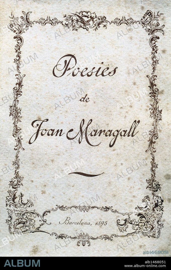 LITERATURA CATALANA. SIGLOS XIX-XX MARAGALL I GORINA, Joan (1860-1911) "POESIES". Portada de la primera edición de 1895. Biblioteca de Cataluña. Barcelona.