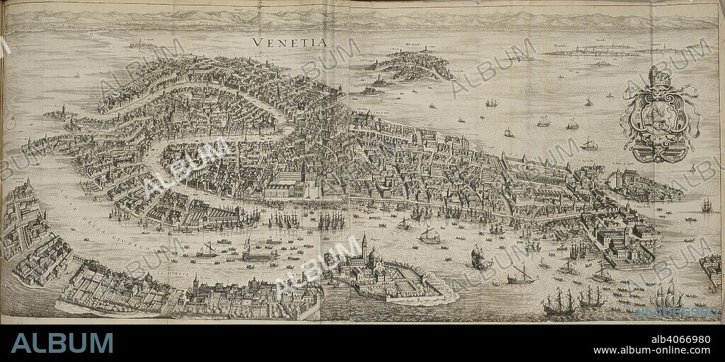 View of Venice. Venetia. [Franckfurt am Mayn : M. Merian, 1638]. Matthaeus Merian 1593-1650. Source: 568.h.8.(3) pages 482 - 483.