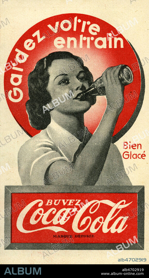 'Gardez votre entrain'. Carte publicitaire COCA-COLA vers 1930. Illustration anonyme. Credit : Collection IM/KHARBINE-TAPABOR.