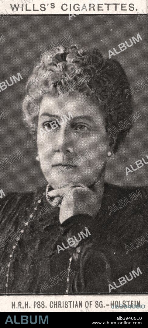 Princess Christian of Schleswig-Holstein, 1908. Queen Victoria's daughter Princess Helena became Princess Christian on her marriage to Prince Christian of Schleswig-Holstein. Portraits of European Royalty, Wills's Cigarette Cards, Bristol & London.