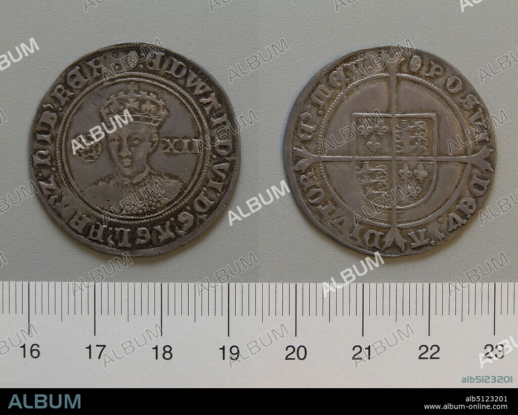 Ruler: Edward VI, King of England, British, 15371553, ruled 154753, Mint: London, 1 Shilling of Edward VI, King of England from London, Silver, 5.97 g, 9:00, 31.80 mm, Made in London, England, British, 16th century, Numismatics.
