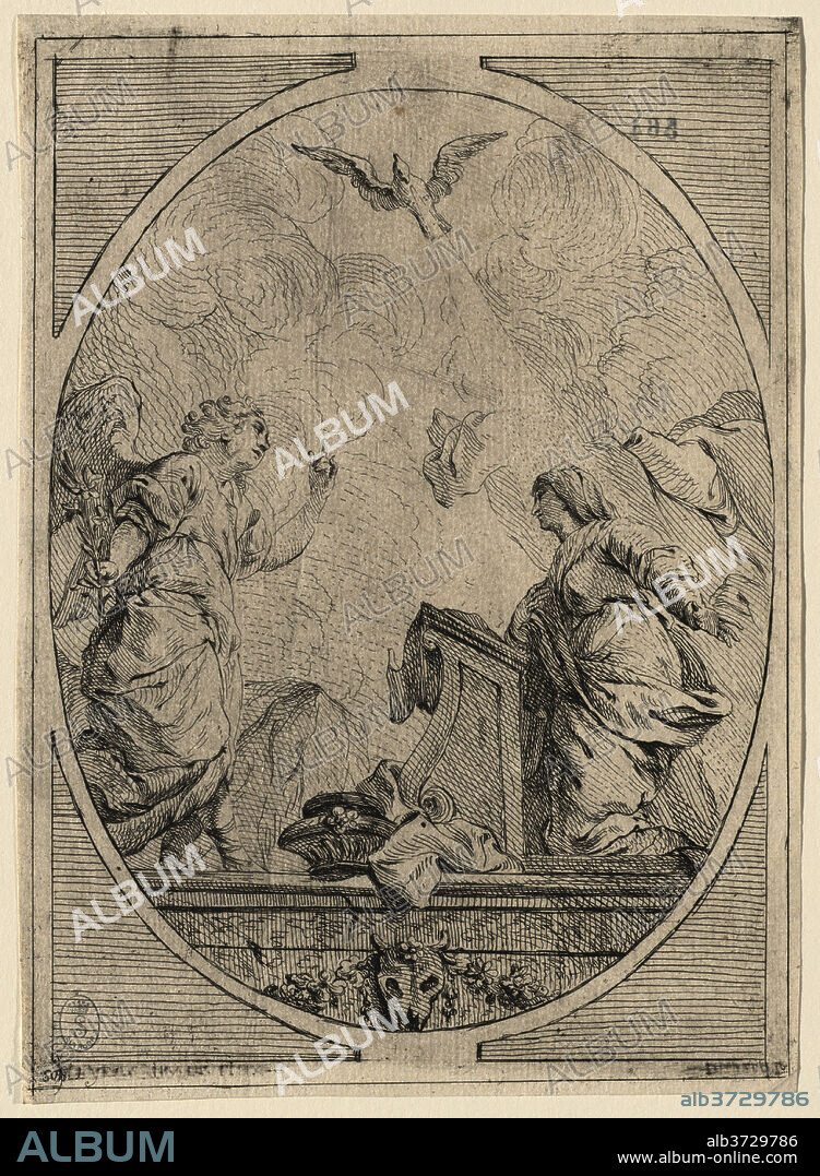 FRENCH 18TH CENTURY AFTER PIERRE-HUBERT SUBLEYRAS. The Annunciation. Dated: c. 1730. Dimensions: sheet: 20.2 × 14.6 cm (7 15/16 × 5 3/4 in.), cut to platemark. Medium: etching on laid paper.