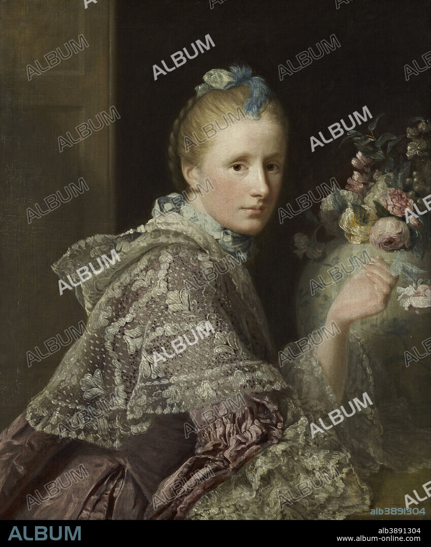 ALLAN RAMSAY. The Artist's Wife: Margaret Lindsay of Evelick, c 1726 - 1782. Date/Period: 1758. Painting. Oil on canvas. Height: 743 mm (29.25 in); Width: 619 mm (24.37 in).