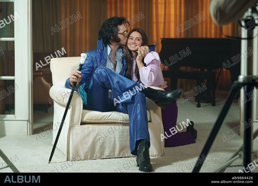 JACOB ELORDI, Elvis Presley et CAILEE SPAENY. CAILEE SPAENY et JACOB ELORDI dans PRISCILLA, 2023, réalisé par SOFIA COPPOLA. Copyright American Zoetrope The Apartment Fremantle.