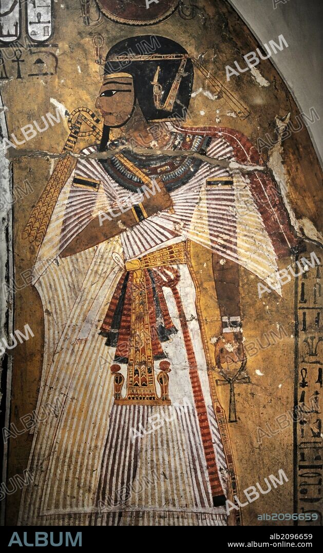 ARTE EGIPCIO. EGIPTO. Representación del faraón Amenhotep I o también llamado Amenofis I. Imperio Nuevo. Hacia el 1152-1145 a. C. Tebas. Neues Museum (Nuevo Museo). Berlín. Alemania. Europa.