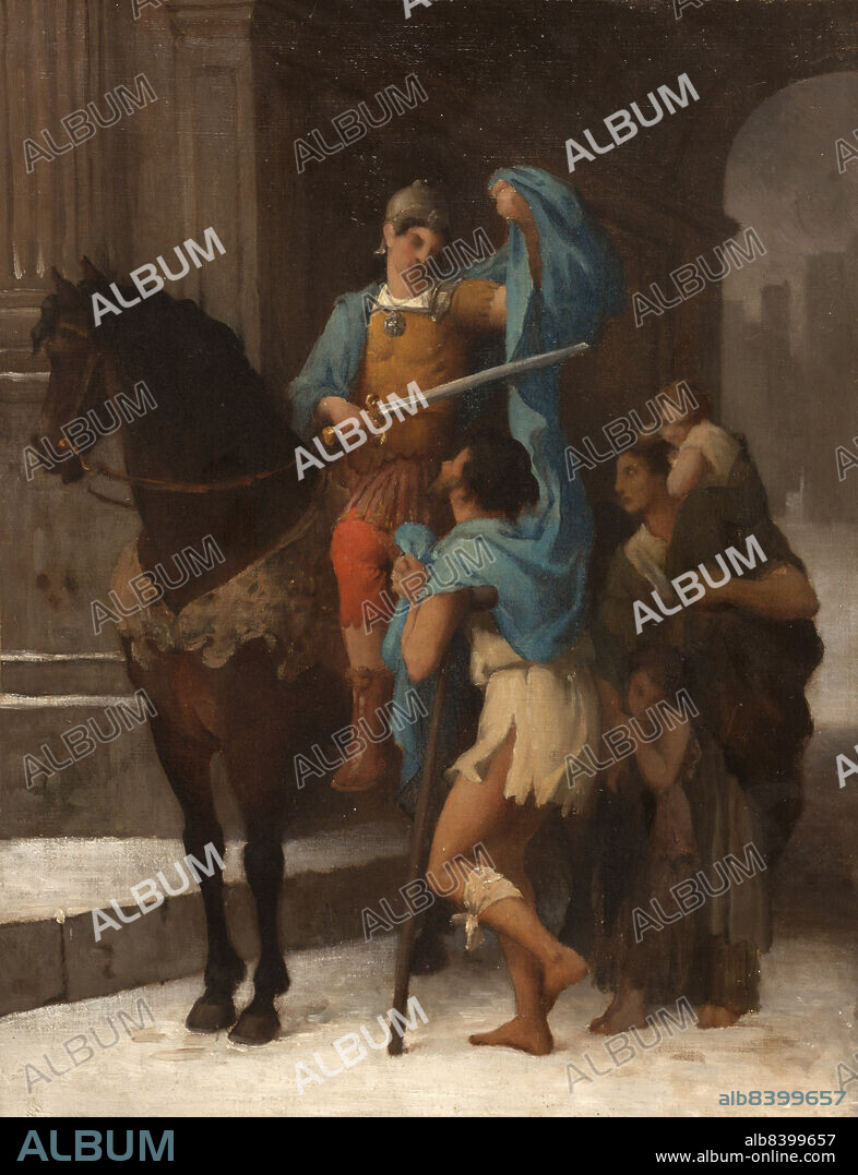 ERNEST-BARTHELEMY MICHEL. Esquisse pour l'église Saint-Nicolas-des-Champs : Saint Martin partageant son manteau avec un mendiant, 1870. Sketch for the church of Saint-Nicolas-des-Champs (3rd arrondissement). St Martin cutting his cloak to share with a beggar.