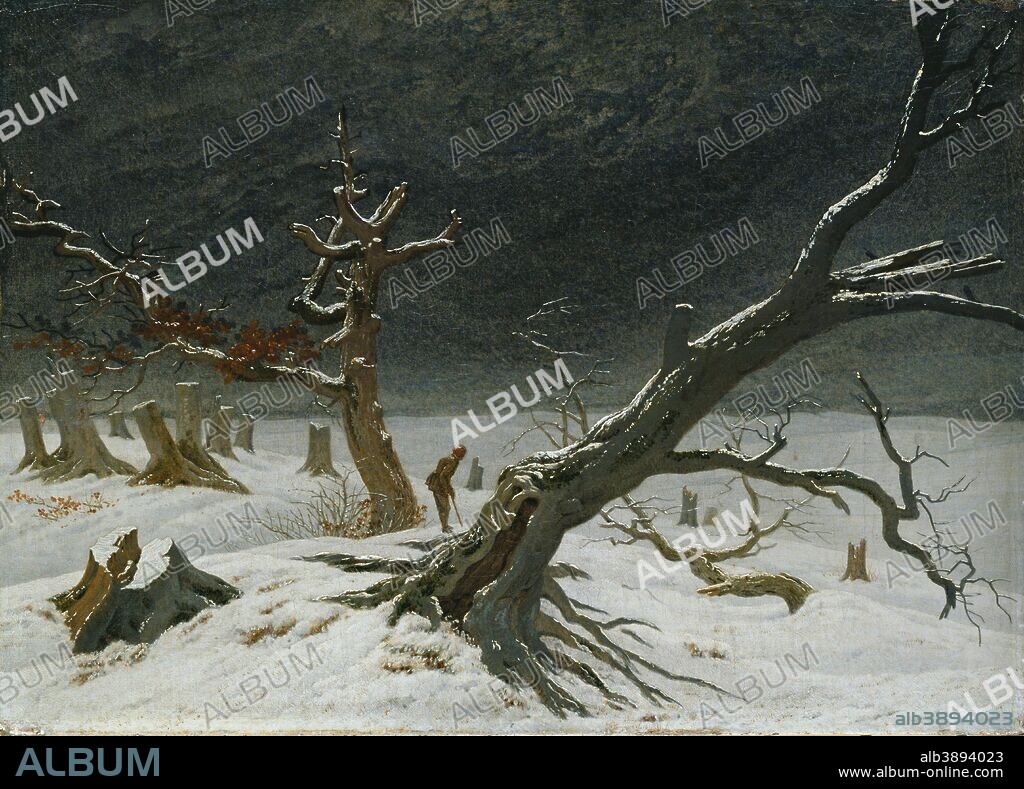 CASPAR DAVID FRIEDRICH. Winter Landscape. Date/Period: 1811. Painting. Oil on canvas. Height: 33 cm (12.9 in); Width: 46 cm (18.1 in).